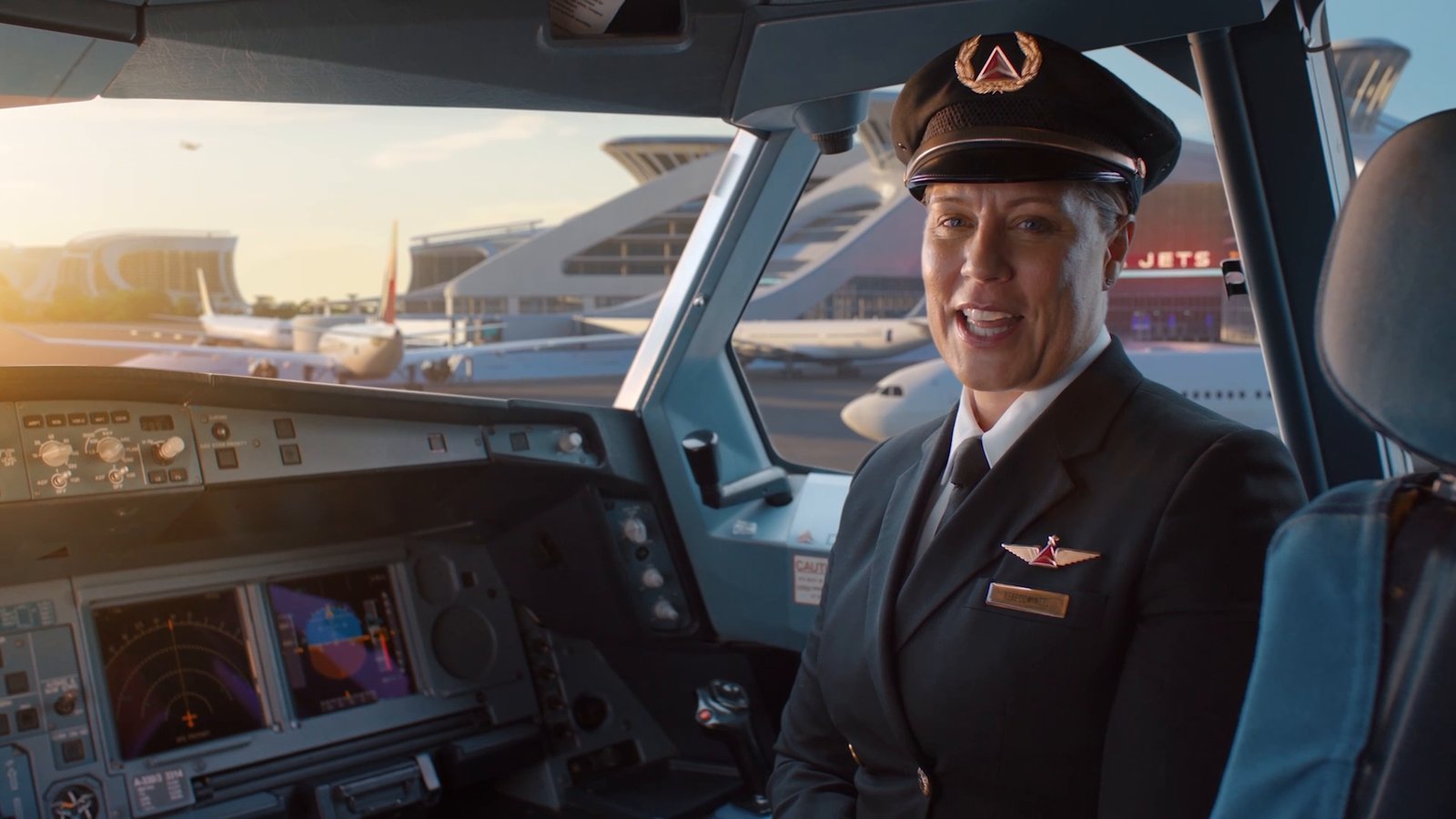 A Delta pilot in the flight deck